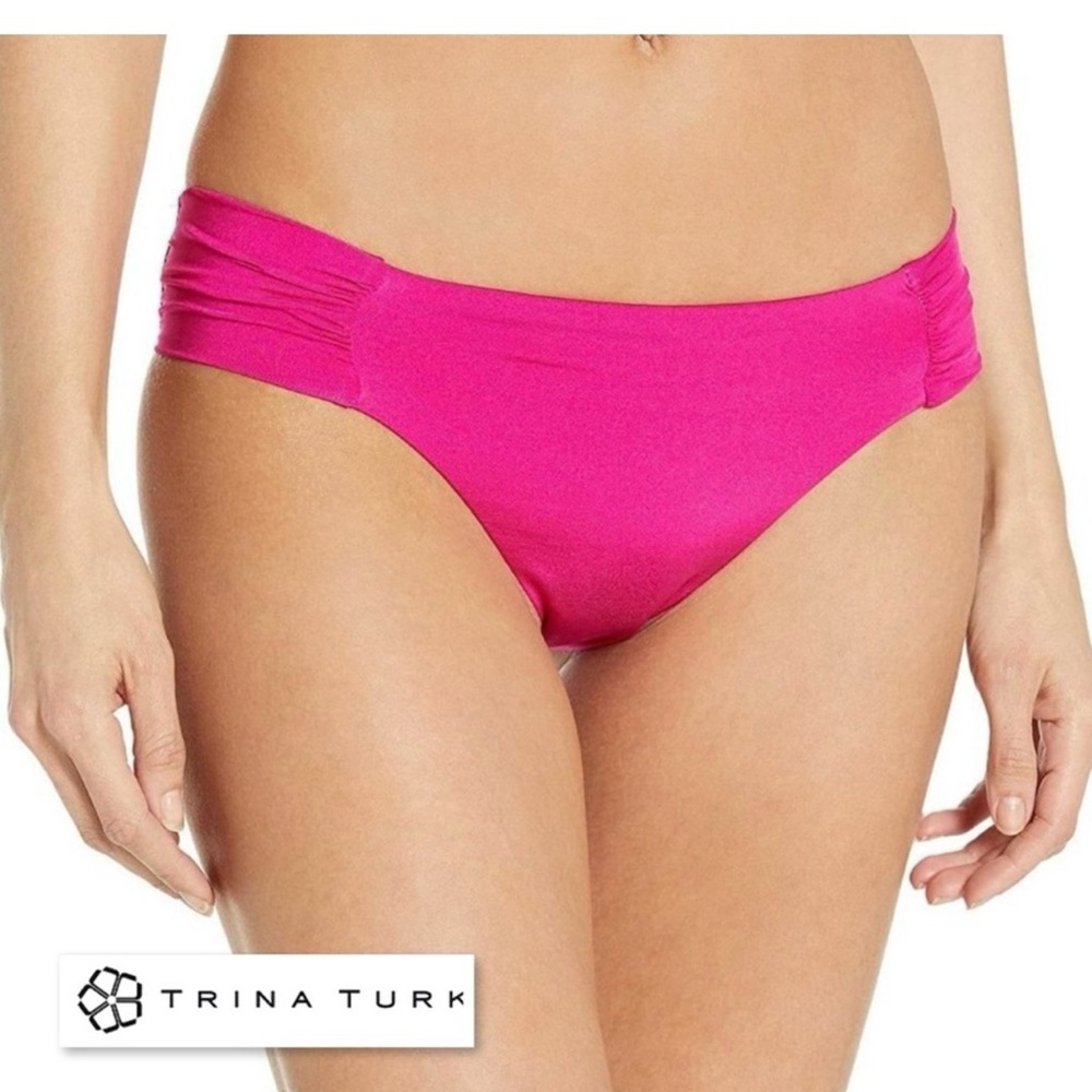 Trina Turk Fuchsia Pink Shirred Hipster Bikini Bottom